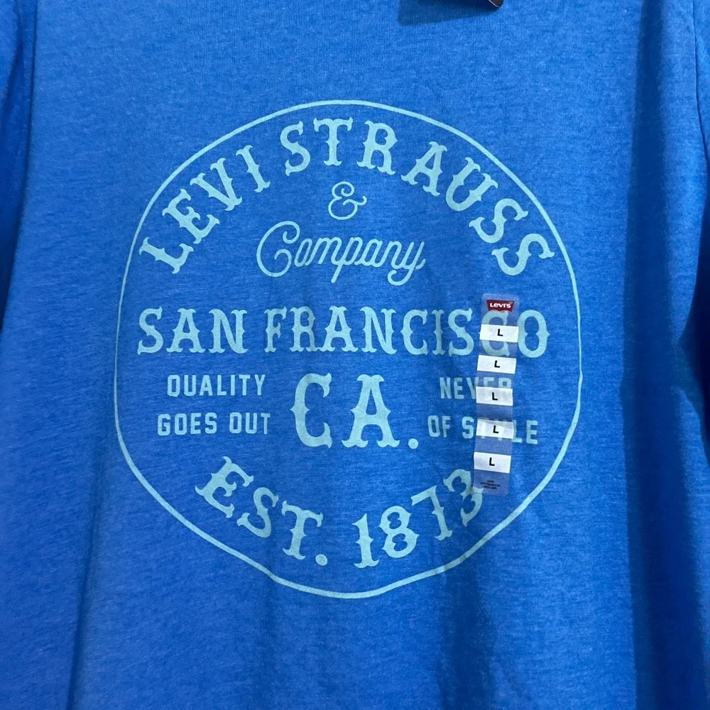 Levi's Men's Light Blue Circle Stamp Graphic T Shirt Sz-L